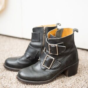 Frye Sabrina buckle moto boots